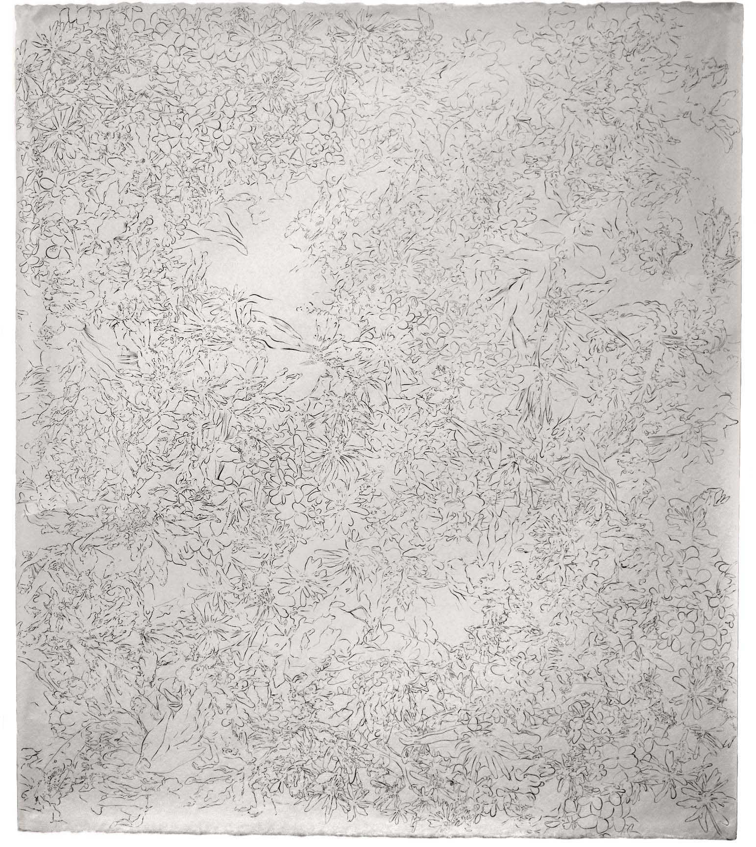 ink, pencil, drawing, work on paper, flora, detailed, large